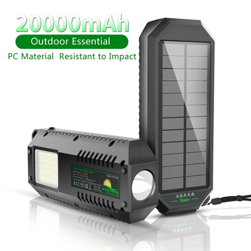 Solar Power Bank Factory - OEM 20000mAh Waterproof with LCD Light Camping