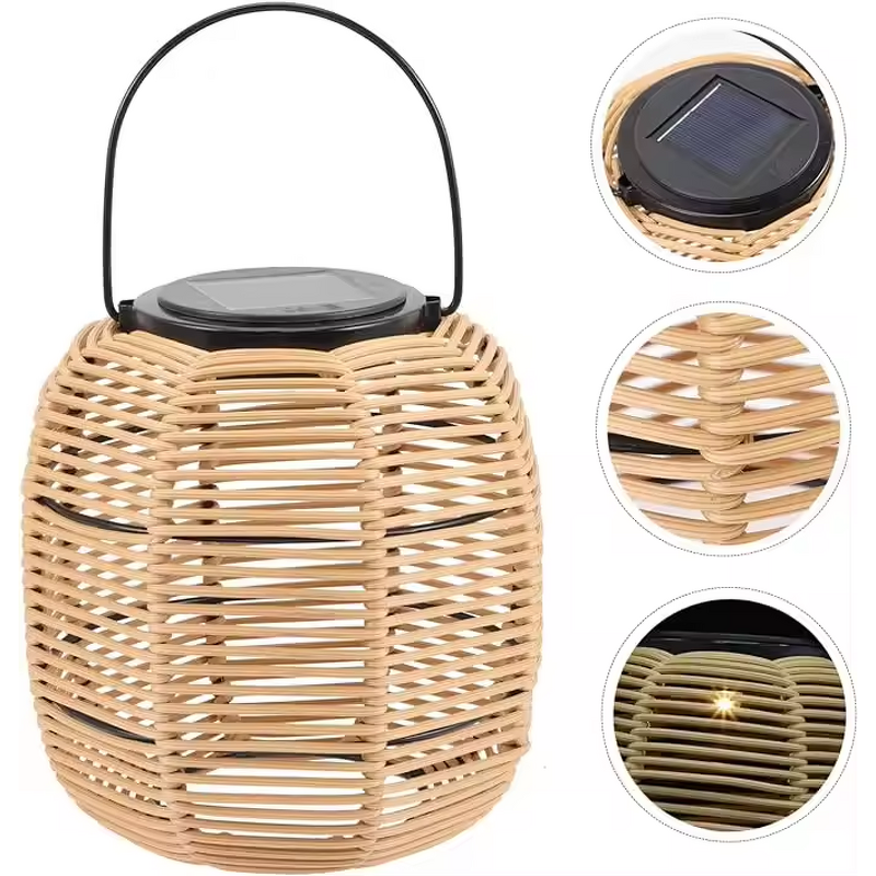 Solar Lantern Factory - OEM Rattan Outdoor Bamboo Retro Hollow