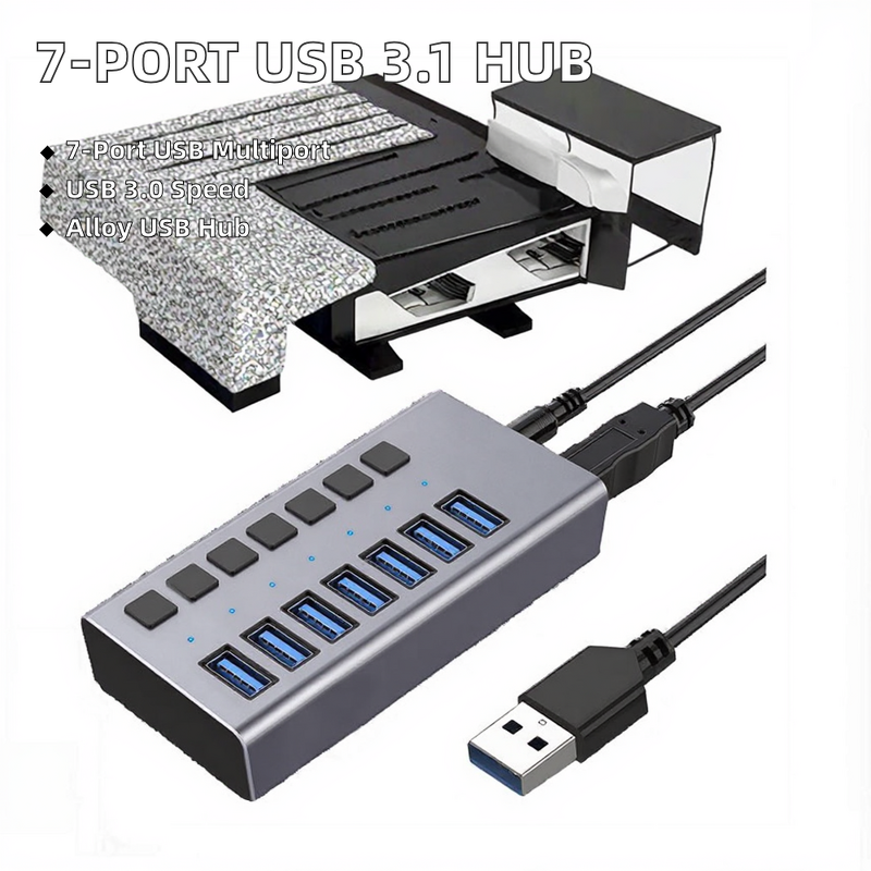 USB Hub Factory - OEM Custom 7 Port 3.1 Splitter with Power Supply