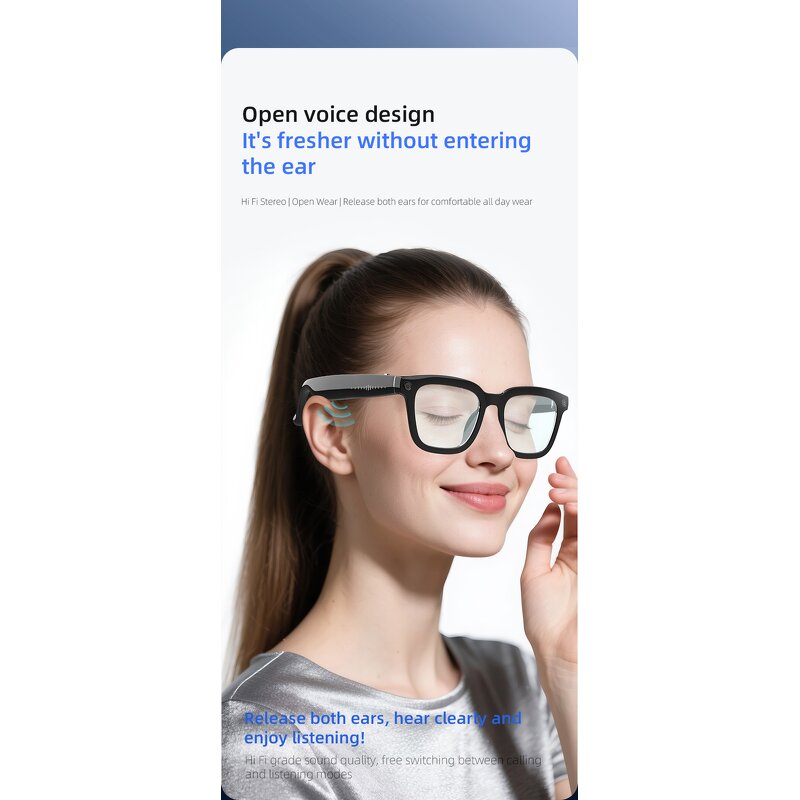 Outdoor Smart Glasses Factory - V03 AI WIFI Video Recording Voice Assistant