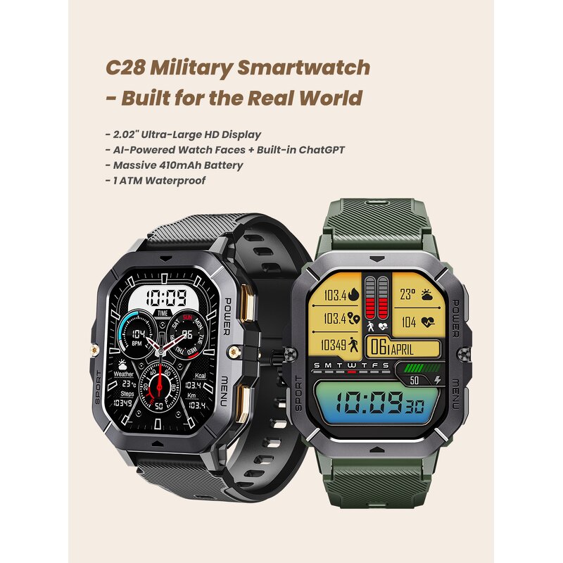 Smart Watch Factory - OEM C28 Outdoor Waterproof Silicone Gel Band Call