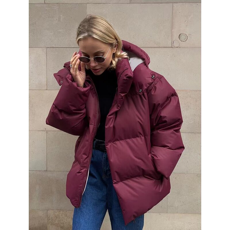 Winter Jacket Manufacturer - OEM Customized Women Loose Hoodie Padded
