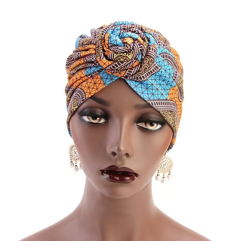 Women Turban Manufacturer - OEM Muslim Stretch Print Big Flower Headband