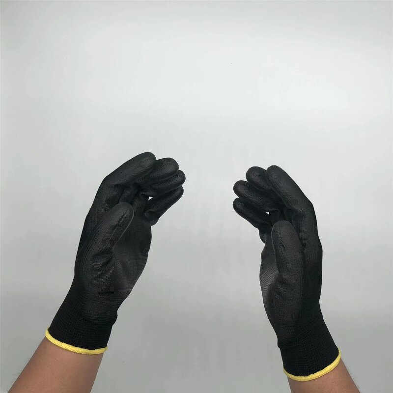 Safety Gloves Manufacturer - OEM Black Nylon PU Coated Dust-Free Non-Slip