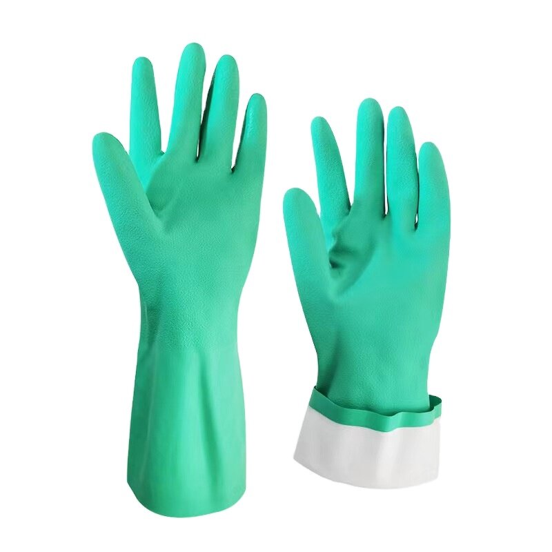 Nitrile Safety Gloves Manufacturer - OEM Custom Logo Green Acid Alkali Oil Resistant