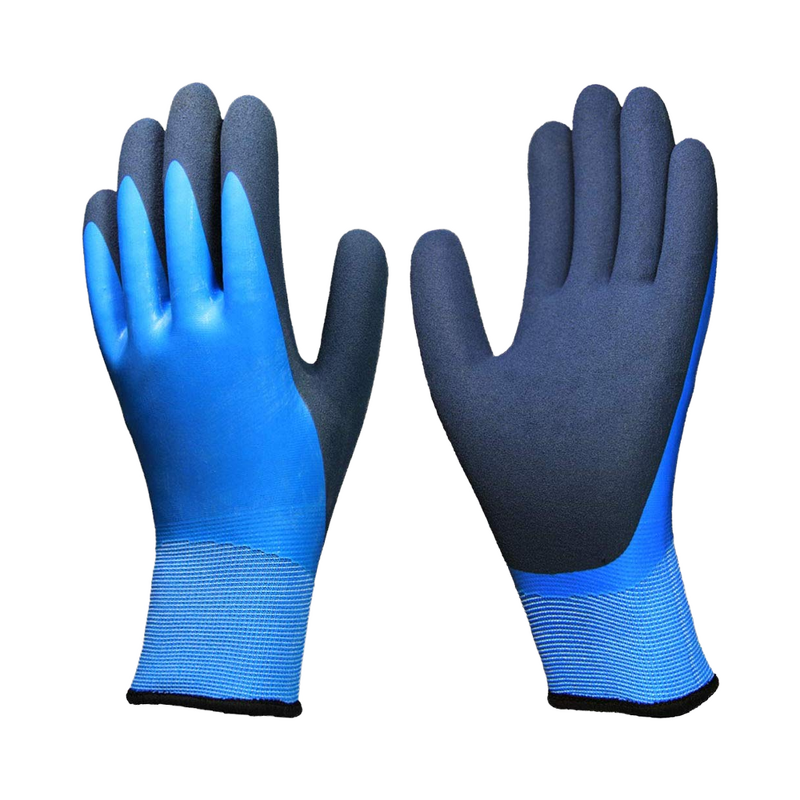 Nitrile Coated Gloves Manufacturer - OEM Double Coated Blue Textured Tear-Resistant