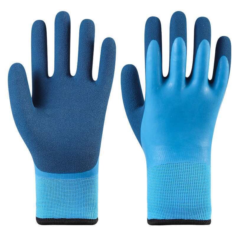 Nitrile Coated Gloves Manufacturer - OEM Double Coated Blue Textured Tear-Resistant