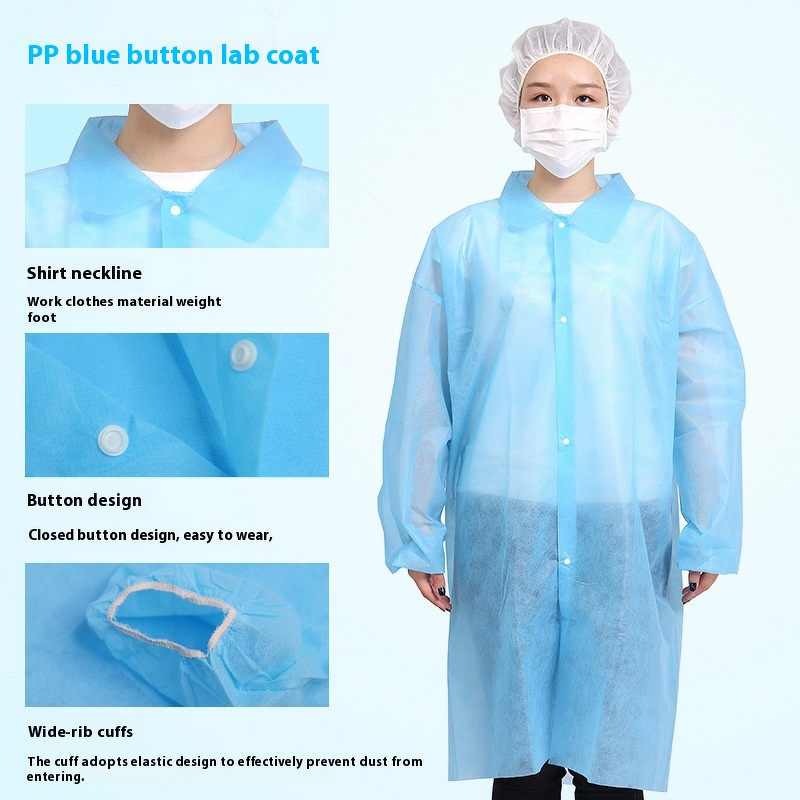 Disposable Safety Clothing Factory - White Non-Woven Experimental Visiting Coat Velcro