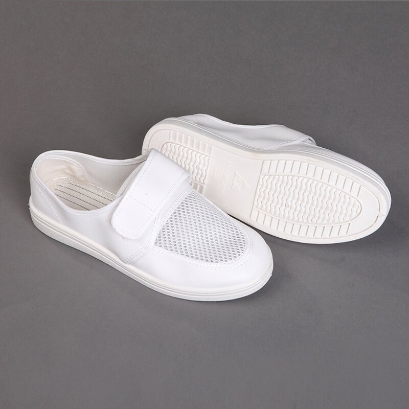 ESD Working Shoes Factory - White PVC Cleanroom Antistatic Mesh with PU Conductive Insole