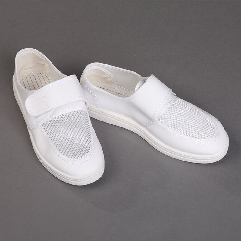 ESD Working Shoes Factory - White PVC Cleanroom Antistatic Mesh with PU Conductive Insole