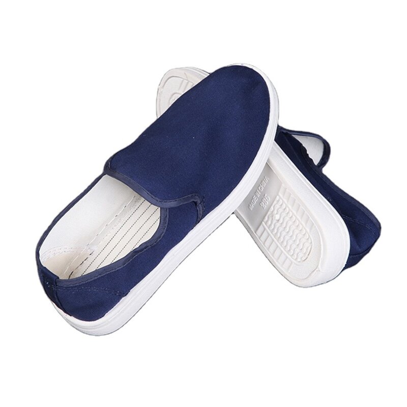 ESD Cleanroom Shoes Factory - High Quality White Blue Anti-static Pu 4 Holes