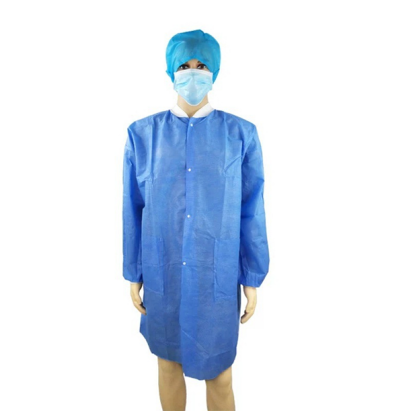 Disposable Safety Clothing Factory - White Non-Woven Experimental Visiting Coat Velcro