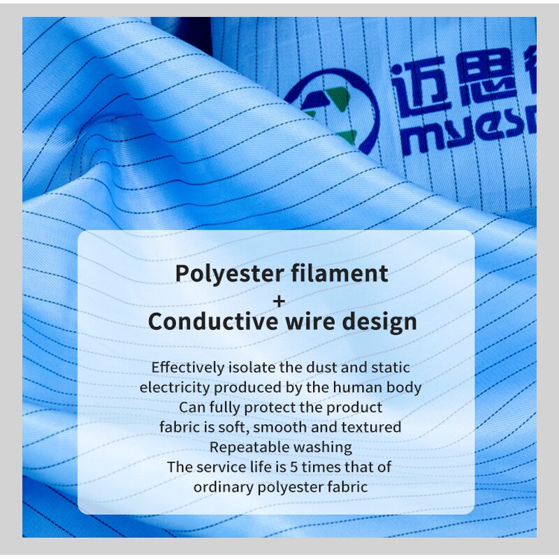 ESD Smock Factory - Factory 98% Polyester Antistatic Blue Knee Length with Snaps