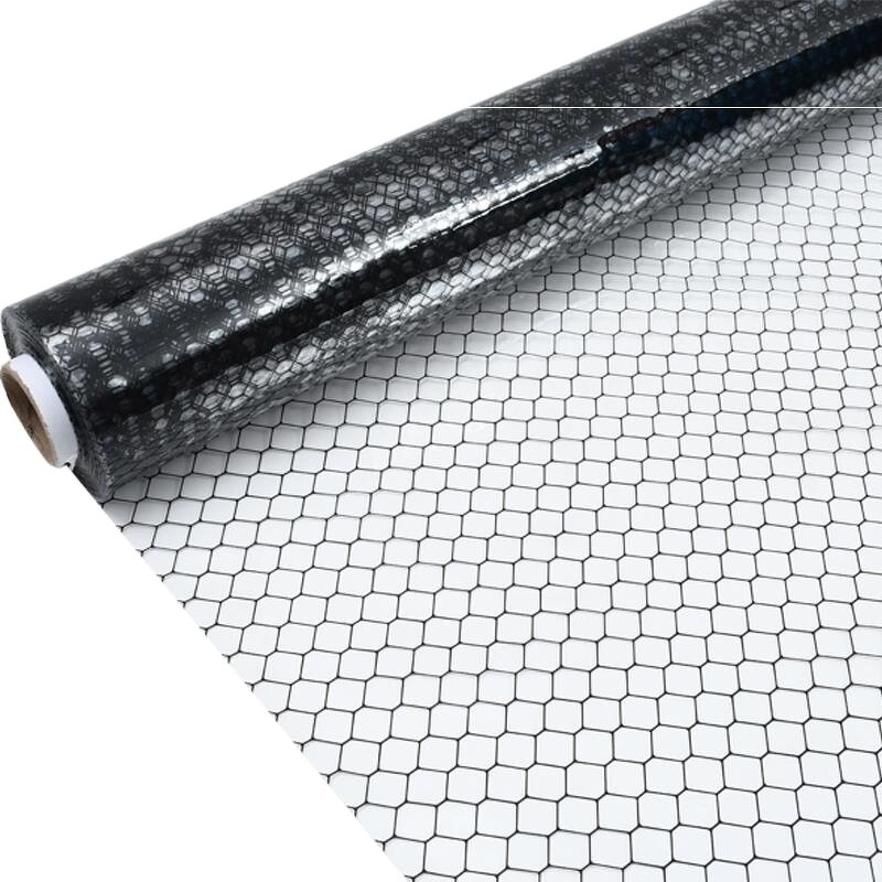 Anti Static PVC Curtain Factory - Transparent Carbon Printed Grid Film Roll