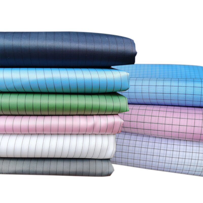 ESD Fabric Factory - Conductive Wire Twill Polyester 5mm Grid Dark Blue for Lab