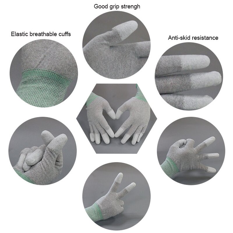 ESD Gloves Factory - High Quality Carbon Fiber PU Top Coated Antistatic Cleanroom