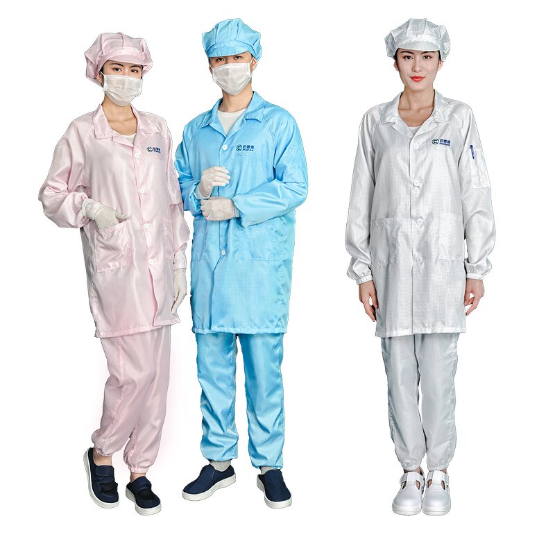 ESD Smock Factory - Factory 98% Polyester Antistatic Blue Knee Length with Snaps