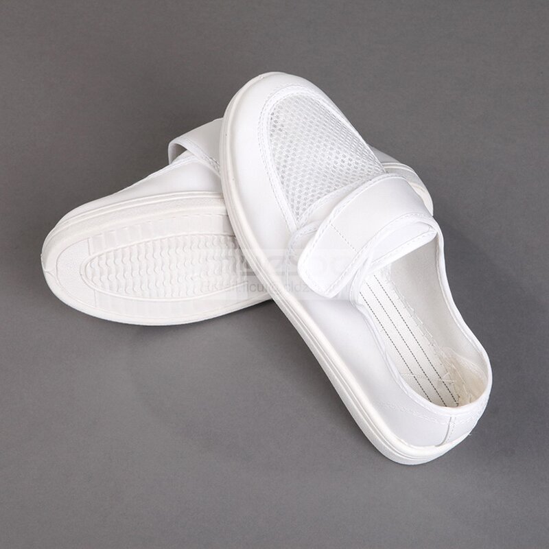 ESD Working Shoes Factory - White PVC Cleanroom Antistatic Mesh with PU Conductive Insole