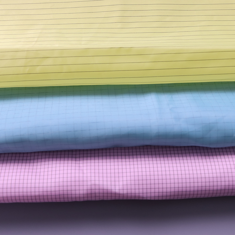 ESD Workwear Fabric Factory - Custom Anti-Static Grid Stripe Conductive Fiber Factory-Supplied