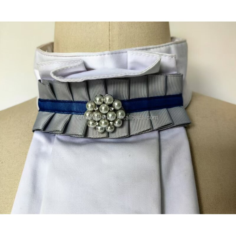 Stock Tie Factory - OEM White Color Fabric Ready Tied Dressage Competition