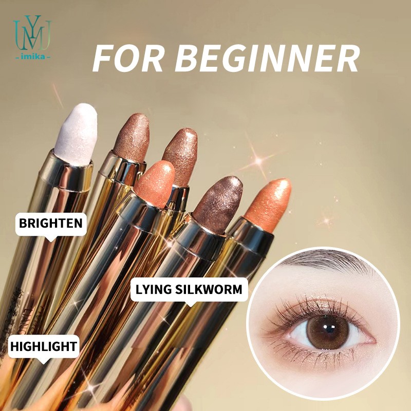Dual-Use Shiny Highlighter Chameleon Eye Shadow Stick Glitter Silkworm Liner Dry Powder Eye Shadow Pencil