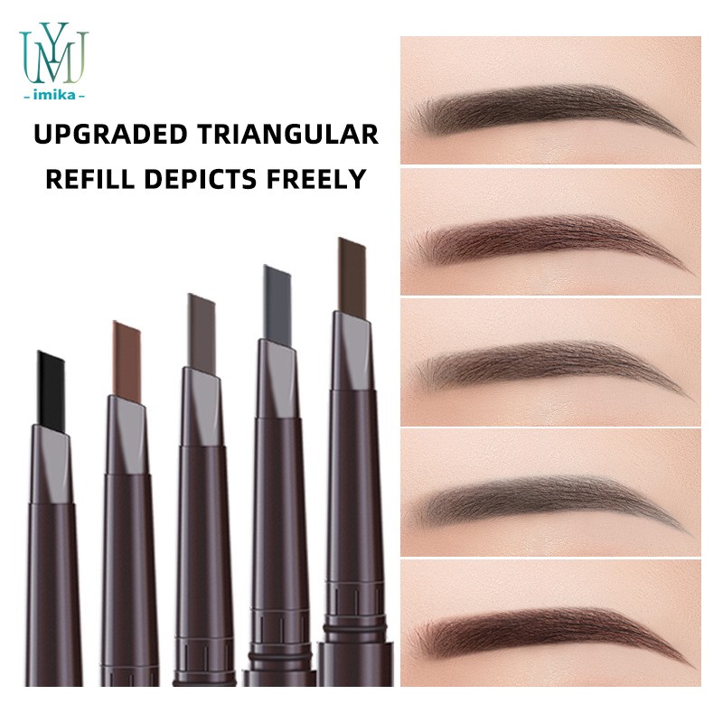 Wholesale 5 Color Retractable Eyebrow Pencil Slim Custom Logo Eye Brow Eyebrow Pencil With Brush Private Label Eye Brow Pencil