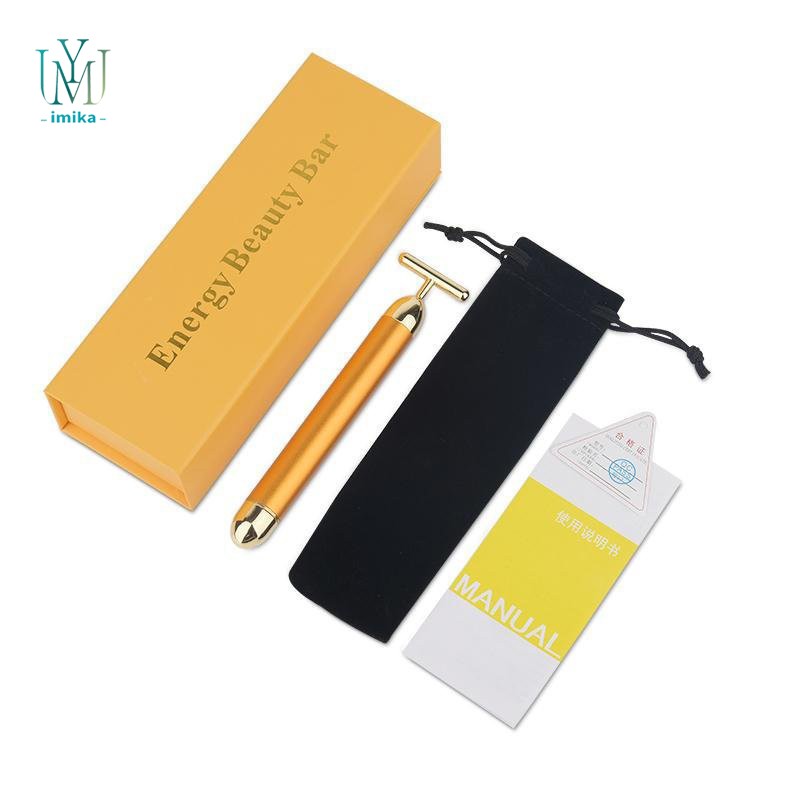 Electric 24K Gold  T-Shape Vibrating Beauty Bar Facial Massage Face Lifting Skin Electric Face Massager Facial Lifting Tool