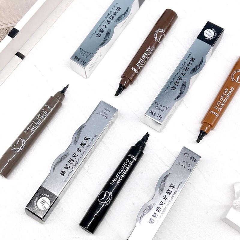 3D Waterproof Sweat-Proof Liquid Eyebrow Pencil Four-Fork Fine Microblading Eyebrow Pencil Tint Pen Korean Cosmetics Makeup