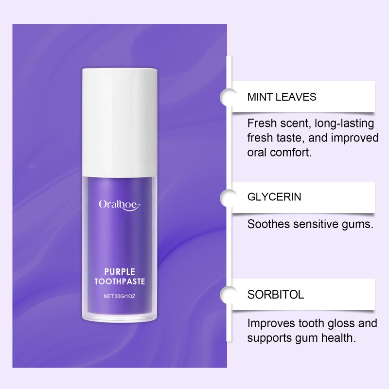 Wholesales 30Ml Teeth Remove Stain Formula for Sensitive Teeth & Cavity Prevention Purple Teething Whitening Toothpaste
