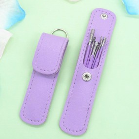 Ear Picking Tool Leather Bag 6-Piece Set Double-headed Spiral Ear Spoon Cleaning Tools