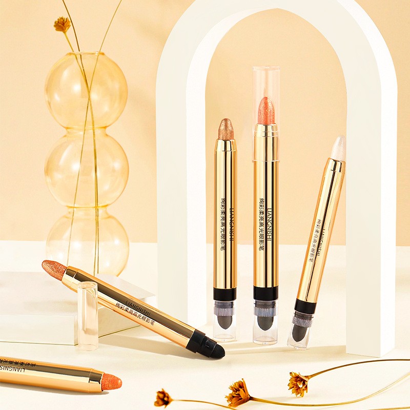 Dual-Use Shiny Highlighter Chameleon Eye Shadow Stick Glitter Silkworm Liner Dry Powder Eye Shadow Pencil