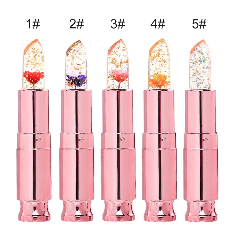 Low Moq Crystal Jelly Flower Ph Color Changing Magic Lipstick Flower Luxury Mood Waterproof Lips Clear Temperature Lip Balm