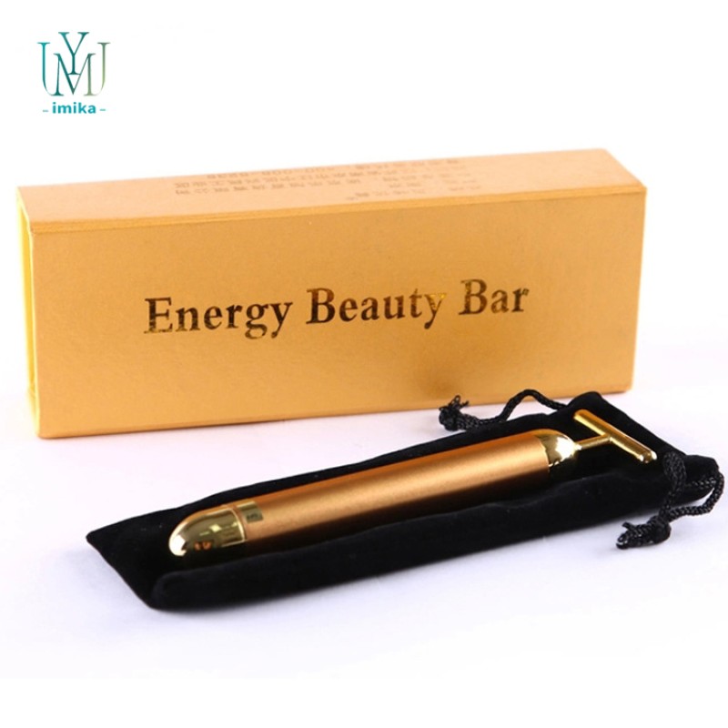 Electric 24K Gold  T-Shape Vibrating Beauty Bar Facial Massage Face Lifting Skin Electric Face Massager Facial Lifting Tool