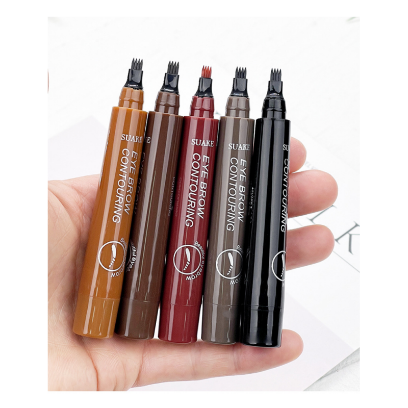 3D Waterproof Sweat-Proof Liquid Eyebrow Pencil Four-Fork Fine Microblading Eyebrow Pencil Tint Pen Korean Cosmetics Makeup