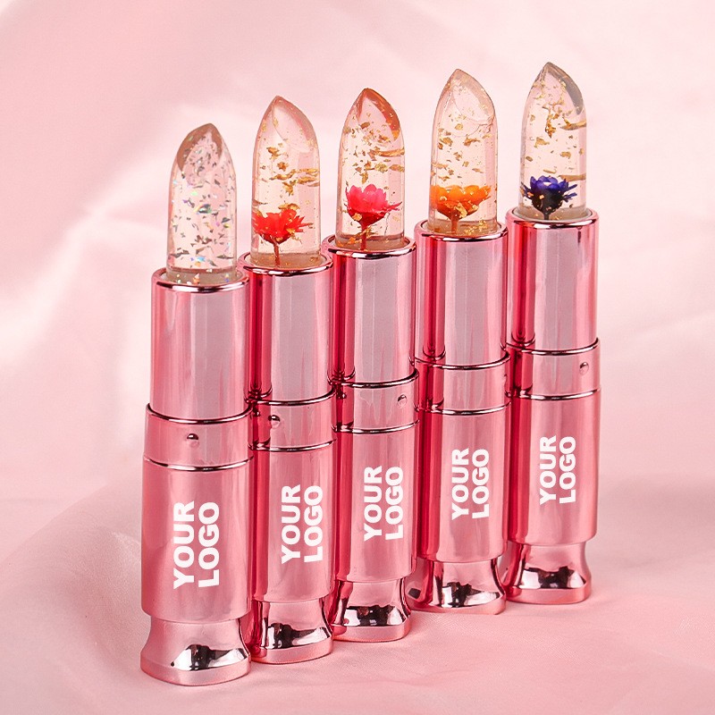 Low Moq Crystal Jelly Flower Ph Color Changing Magic Lipstick Flower Luxury Mood Waterproof Lips Clear Temperature Lip Balm