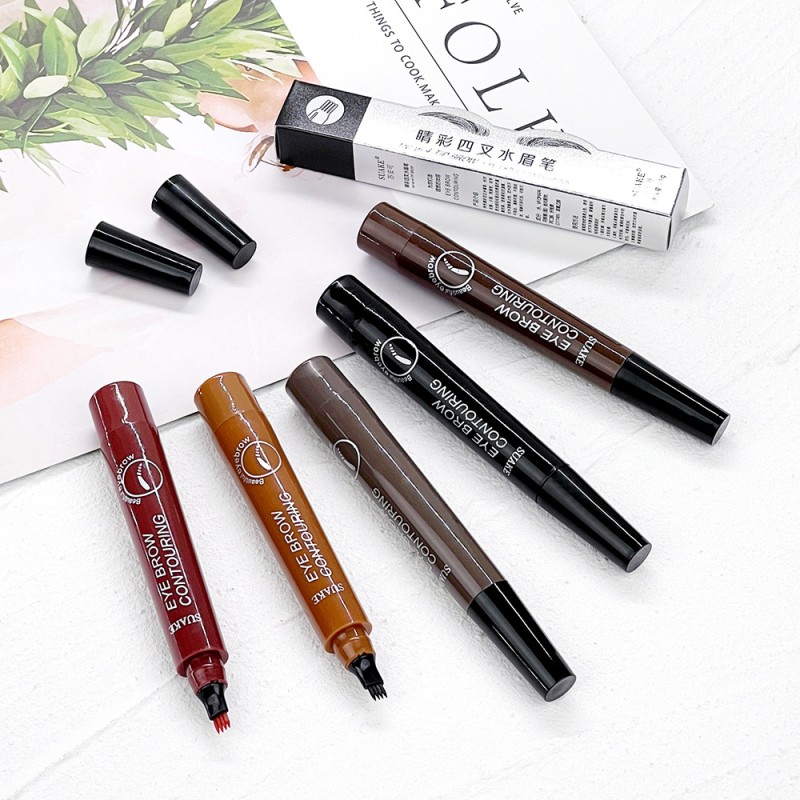 3D Waterproof Sweat-Proof Liquid Eyebrow Pencil Four-Fork Fine Microblading Eyebrow Pencil Tint Pen Korean Cosmetics Makeup