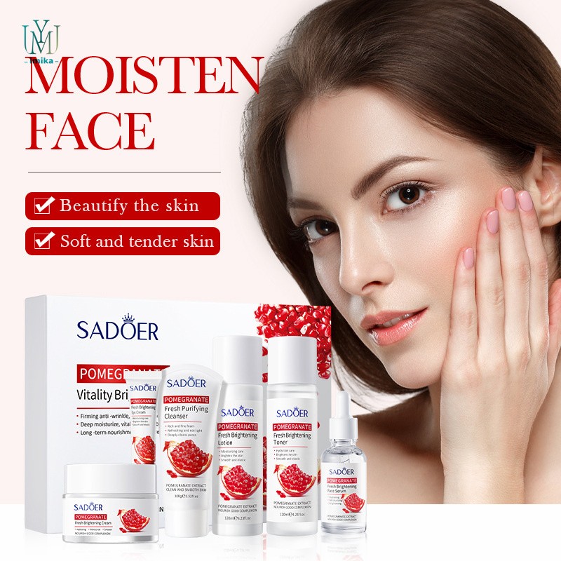 Custom 6 in 1 Hydrating Skin Care Set Organic Skin Care Products Vegan Pomegranate Lotion Cream Set