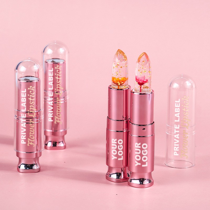 Low Moq Crystal Jelly Flower Ph Color Changing Magic Lipstick Flower Luxury Mood Waterproof Lips Clear Temperature Lip Balm