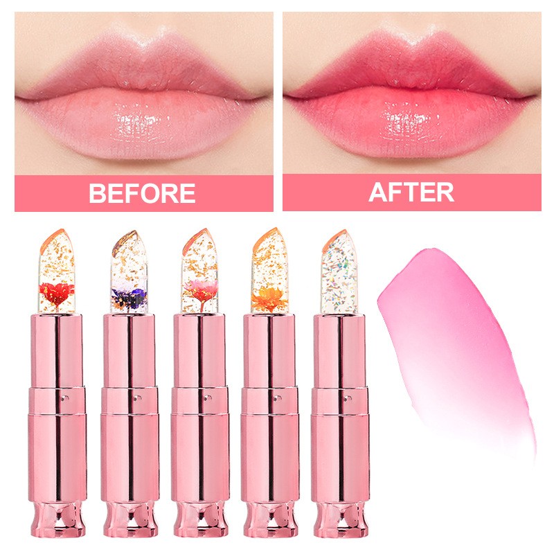 Low Moq Crystal Jelly Flower Ph Color Changing Magic Lipstick Flower Luxury Mood Waterproof Lips Clear Temperature Lip Balm