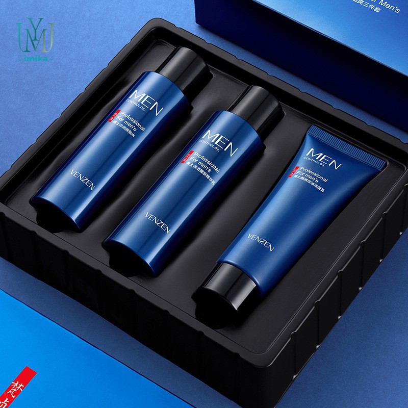 Wholesale Vegan Moisturizing Lotion Cream Set Popular Toner Face Cream Emulsion Facial Essence Set for Men