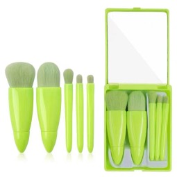 Hot Selling 5 in 1 Makeup Brushes Set with Mirror Portable Vegan Cosmetic Make up Tools Makeup Brush Set
