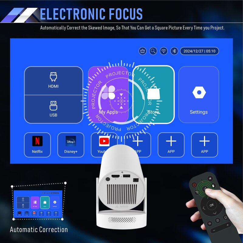 Smart Projector Factory - OEM/ODM Custom H713 Speaker WIFI BT Android 4K Portable