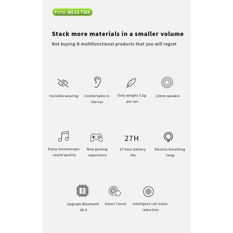 TWS Earphones Factory - OEM/ODM Custom NE16 In Ear HiFi HD Sound BT 6.0 Noise Reduction