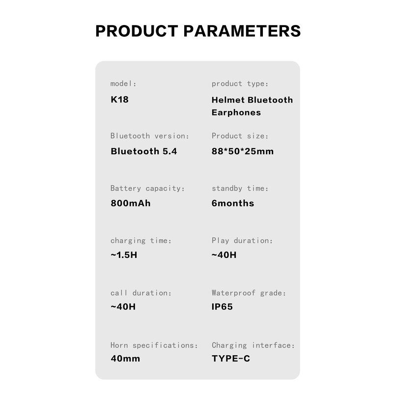 Helmet Earphone Factory - OEM/ODM Custom K18 BT 5.4 Ultra Long Standby Music Noise Reduction