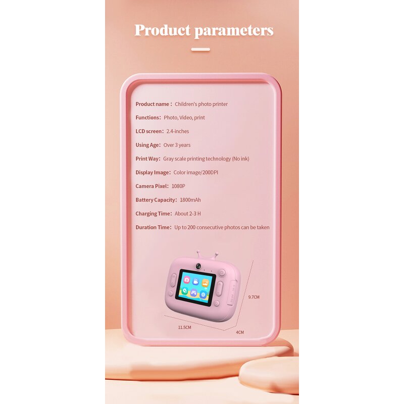 Instant Camera for Kids Factory - OEM/ODM Custom Hd Dual Lens 1080p Thermal Printer