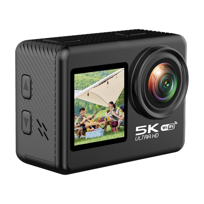 Action Camera Factory - OEM/ODM Custom 5K Front Rear Dual Color Screen Wifi EIS IP68