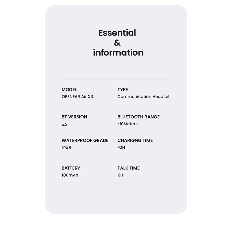 Open-Ear Headphones Factory - OEM/ODM Custom X3 Air Conduction V5.2 IPX5 Noise Cancellation