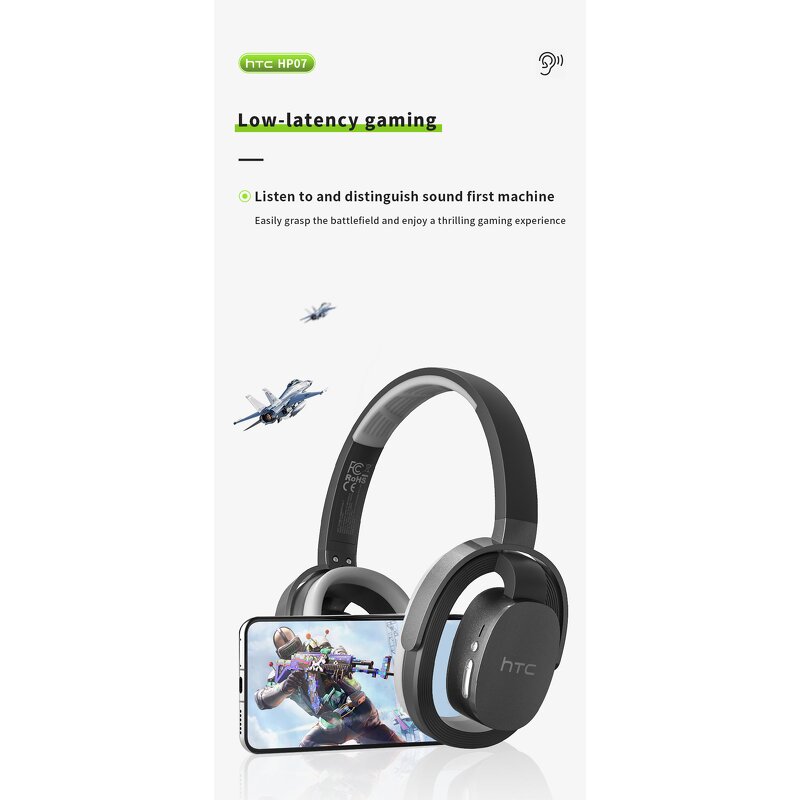 True Wireless Headphones Factory - OEM/ODM Custom HTC HP07 Noise Reduction Cancel BT 6.0