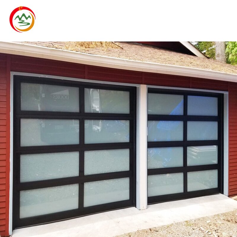 Glass Garage Door Manufacturer - OEM Modern Frosted Anti-Theft Black Aluminum Alloy
