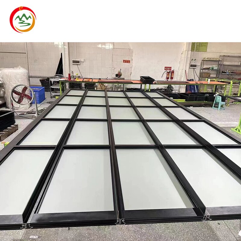 Glass Garage Door Manufacturer - OEM Modern Frosted Anti-Theft Black Aluminum Alloy